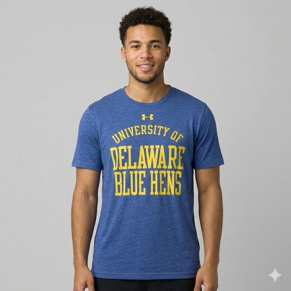Under Armour University of Delaware Blue Hens Loose HeatGear T-Shirt Mens S Blue